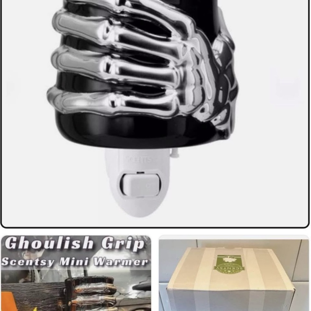Scentsy Skeleton Hand Mini Warmer in Black and Silver